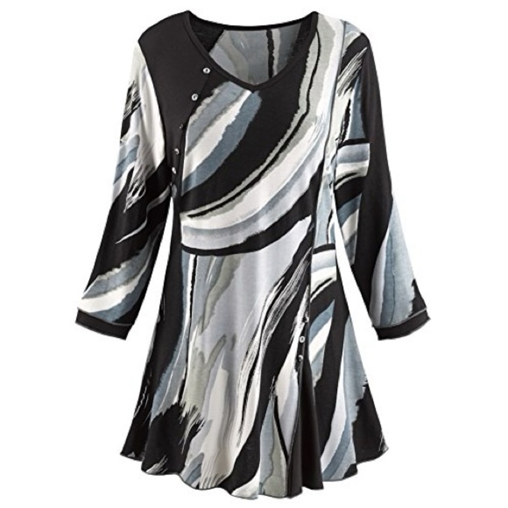 Paisley & Sage Women’s Abstract Art to Wear Tunic S in Parisian Twirl Rayon
